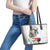 Philippines Eagle and Sampaguita Flowers Leather Tote Bag Polynesian Pattern - Wonder Print Shop