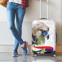 Philippines Eagle and Sampaguita Flowers Luggage Cover Polynesian Pattern - Wonder Print Shop