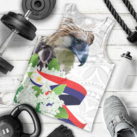 Philippines Eagle and Sampaguita Flowers Men Tank Top Polynesian Pattern - Wonder Print Shop