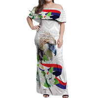 Philippines Eagle and Sampaguita Flowers Off Shoulder Maxi Dress Polynesian Pattern - Wonder Print Shop