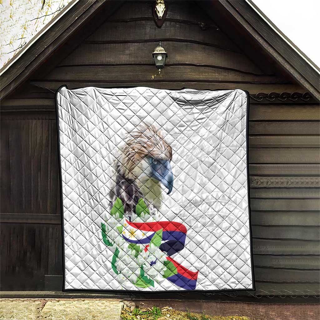 Philippines Eagle and Sampaguita Flowers Quilt Polynesian Pattern - Wonder Print Shop