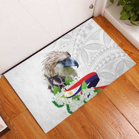 Philippines Eagle and Sampaguita Flowers Rubber Doormat Polynesian Pattern - Wonder Print Shop