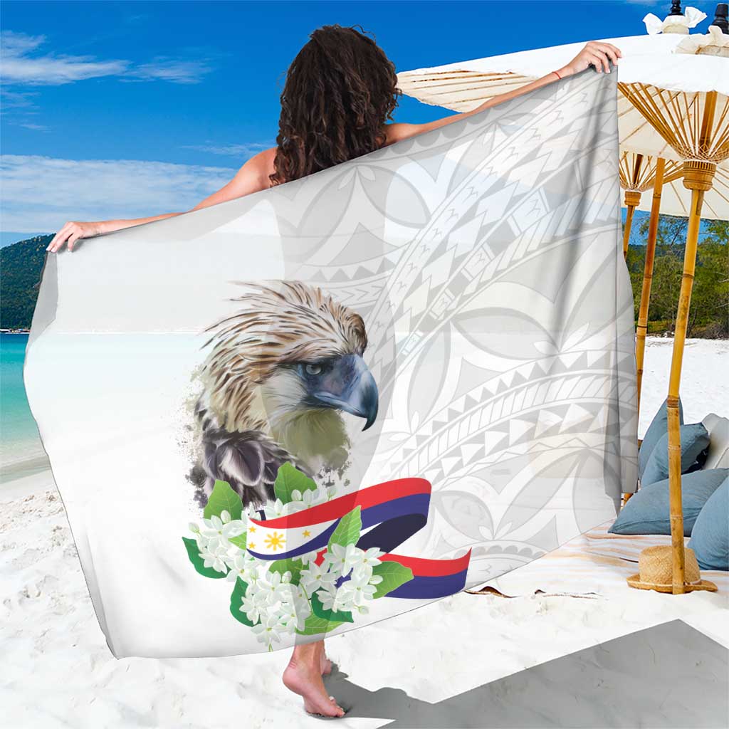 Philippines Eagle and Sampaguita Flowers Sarong Polynesian Pattern - Wonder Print Shop