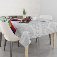 Philippines Eagle and Sampaguita Flowers Tablecloth Polynesian Pattern - Wonder Print Shop