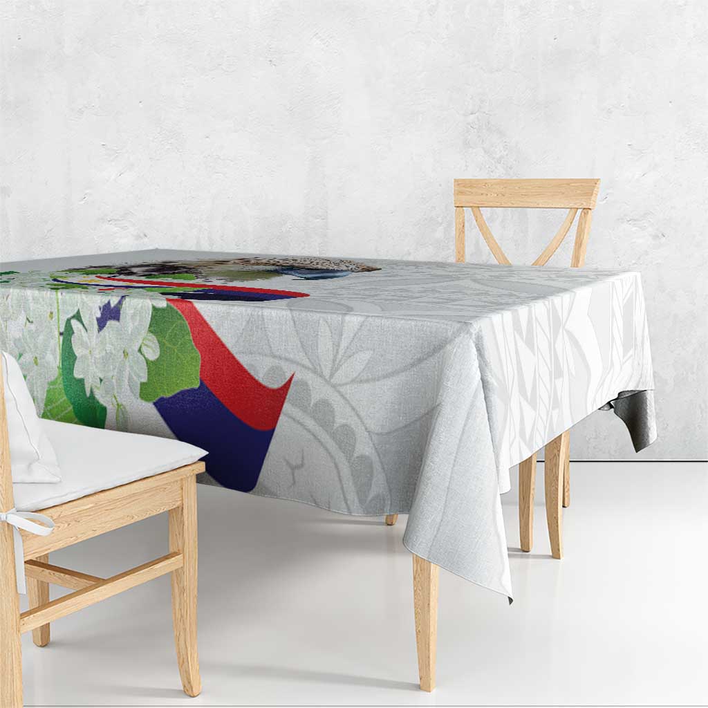 Philippines Eagle and Sampaguita Flowers Tablecloth Polynesian Pattern - Wonder Print Shop