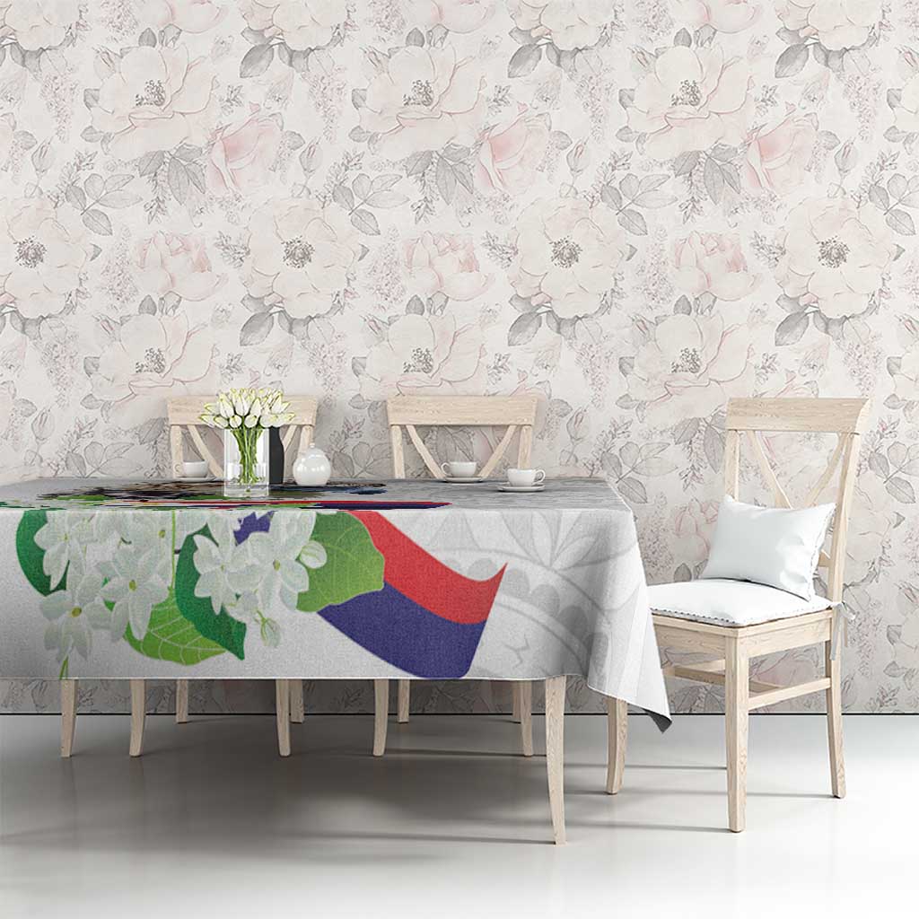Philippines Eagle and Sampaguita Flowers Tablecloth Polynesian Pattern - Wonder Print Shop