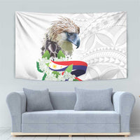 Philippines Eagle and Sampaguita Flowers Tapestry Polynesian Pattern - Wonder Print Shop