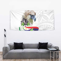 Philippines Eagle and Sampaguita Flowers Tapestry Polynesian Pattern - Wonder Print Shop