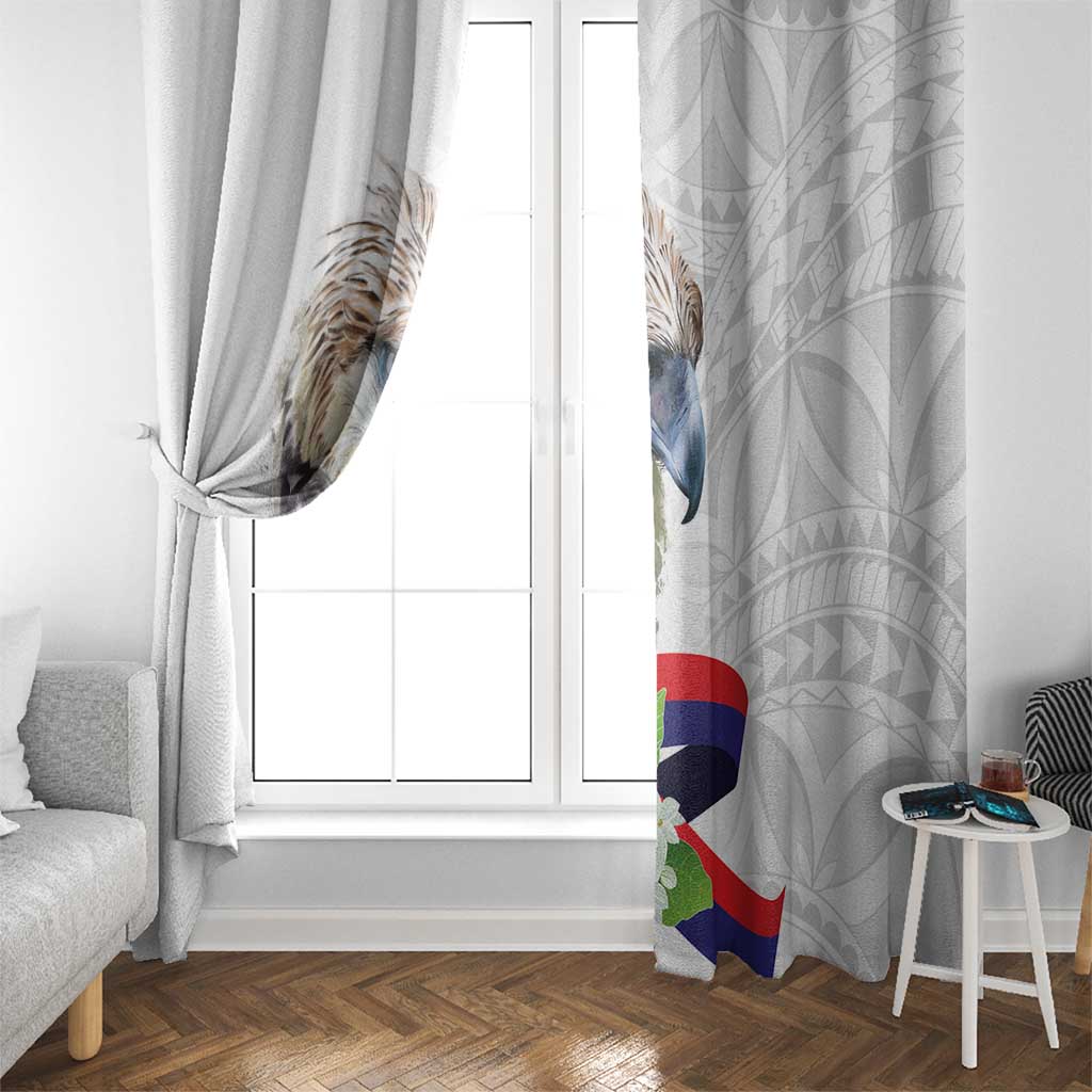 Philippines Eagle and Sampaguita Flowers Window Curtain Polynesian Pattern - Wonder Print Shop