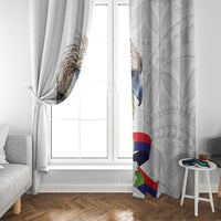 Philippines Eagle and Sampaguita Flowers Window Curtain Polynesian Pattern - Wonder Print Shop