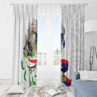 Philippines Eagle and Sampaguita Flowers Window Curtain Polynesian Pattern - Wonder Print Shop