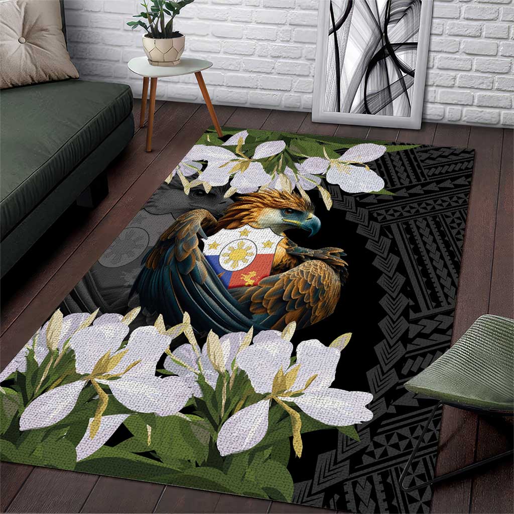 Philippines Eagle with Coat Of Arm Area Rug Simple Sampaguita Jasmine LT9 - Wonder Print Shop