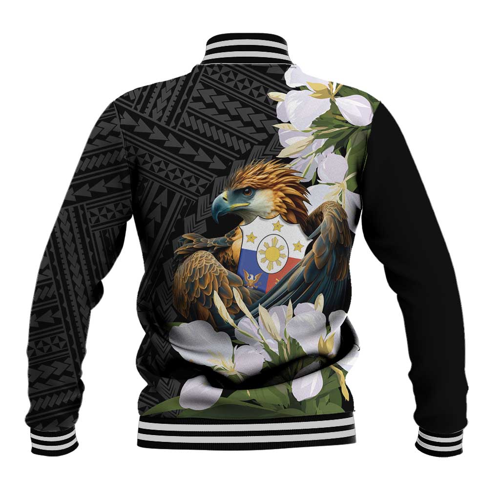 Philippines Eagle with Coat Of Arm Baseball Jacket Simple Sampaguita Jasmine LT9 - Wonder Print Shop
