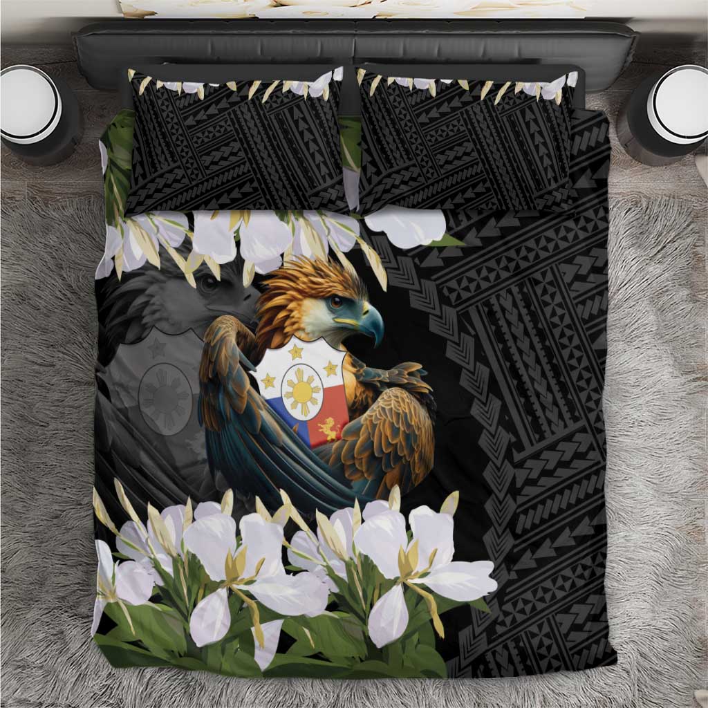 Philippines Eagle with Coat Of Arm Bedding Set Simple Sampaguita Jasmine LT9 - Wonder Print Shop