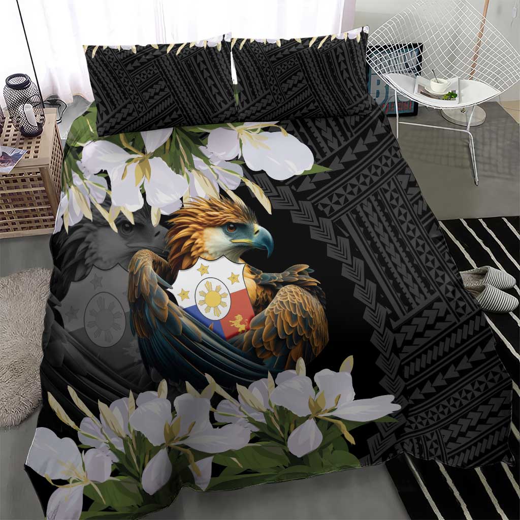 Philippines Eagle with Coat Of Arm Bedding Set Simple Sampaguita Jasmine LT9 - Wonder Print Shop