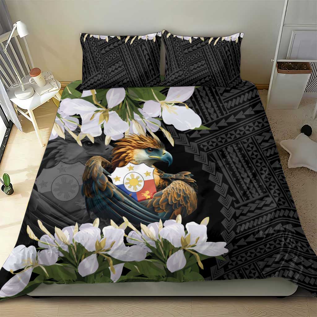 Philippines Eagle with Coat Of Arm Bedding Set Simple Sampaguita Jasmine LT9 - Wonder Print Shop