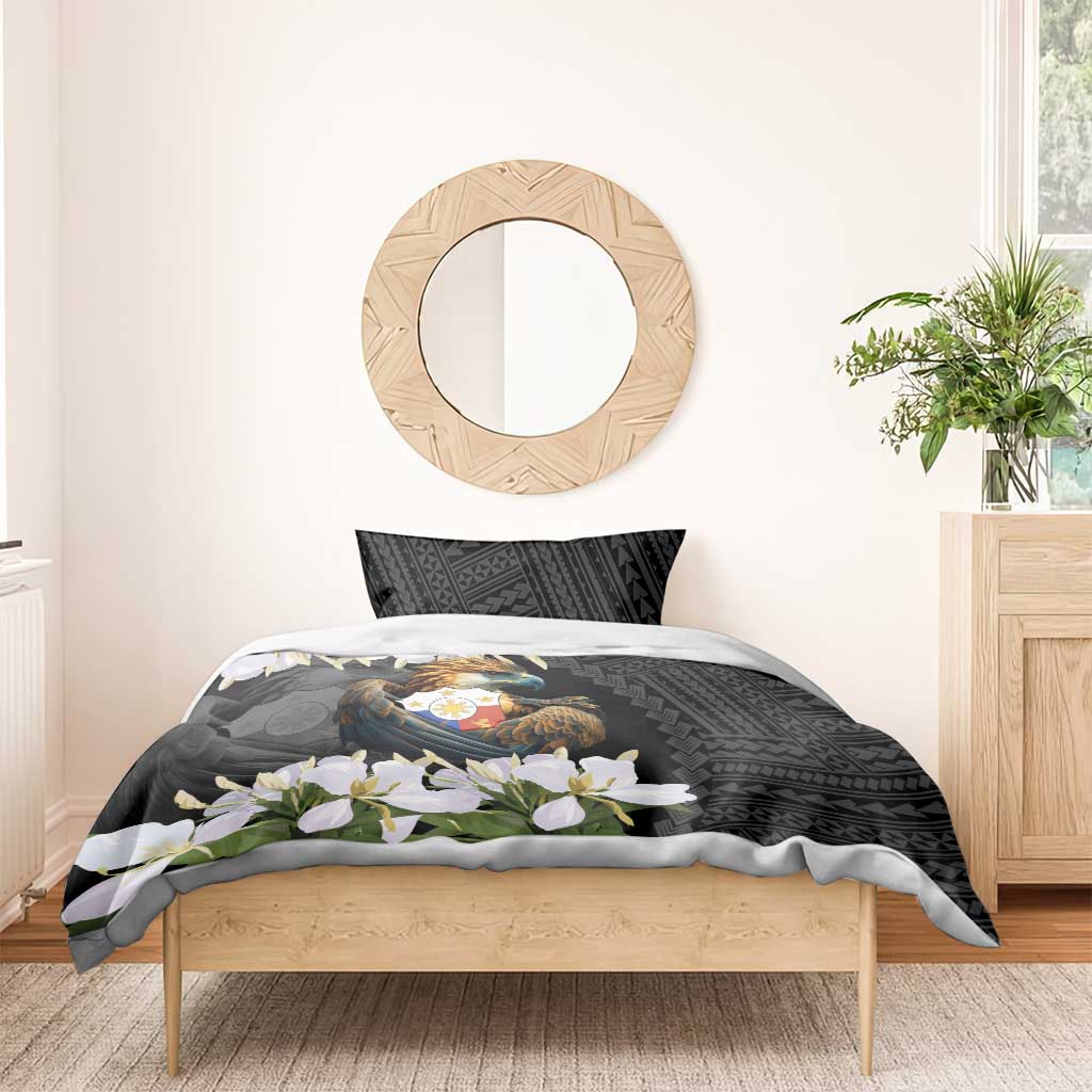 Philippines Eagle with Coat Of Arm Bedding Set Simple Sampaguita Jasmine LT9 - Wonder Print Shop