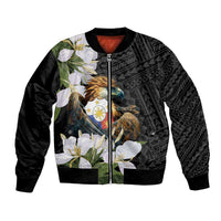 Philippines Eagle with Coat Of Arm Bomber Jacket Simple Sampaguita Jasmine LT9 - Wonder Print Shop