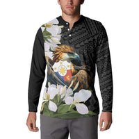 Philippines Eagle with Coat Of Arm Button Sweatshirt Simple Sampaguita Jasmine LT9 - Wonder Print Shop