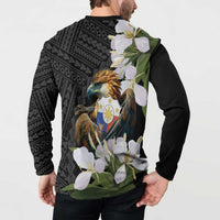 Philippines Eagle with Coat Of Arm Button Sweatshirt Simple Sampaguita Jasmine LT9 - Wonder Print Shop
