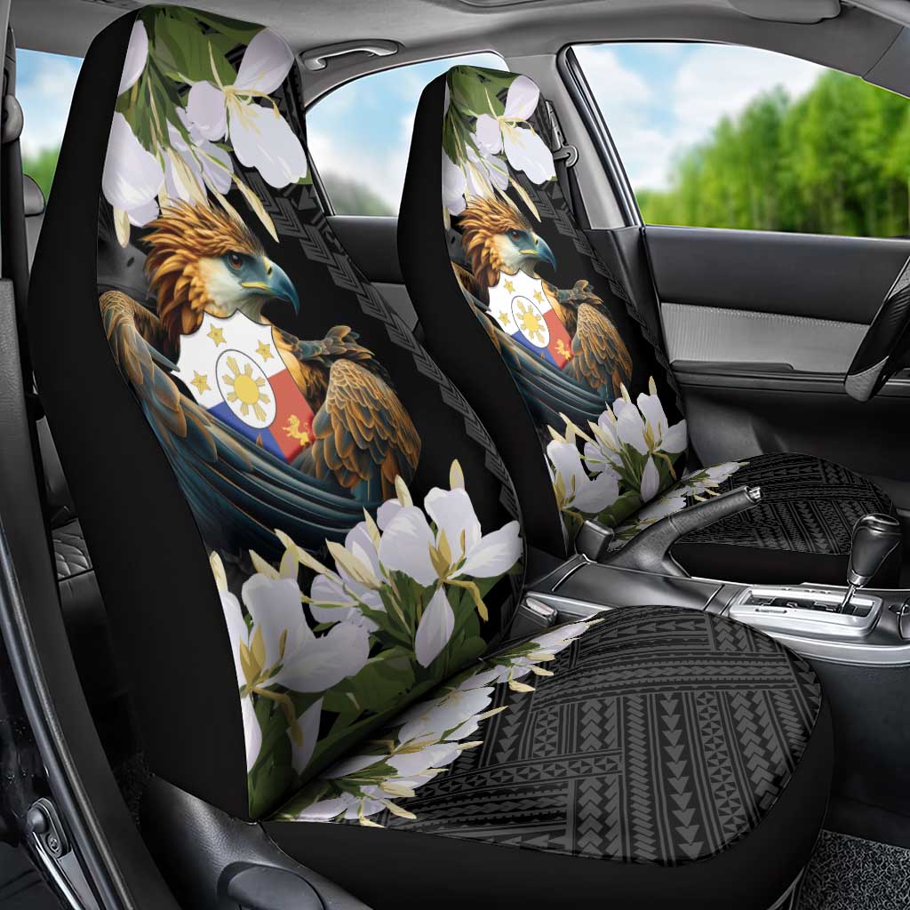 Philippines Eagle with Coat Of Arm Car Seat Cover Simple Sampaguita Jasmine LT9 - Wonder Print Shop