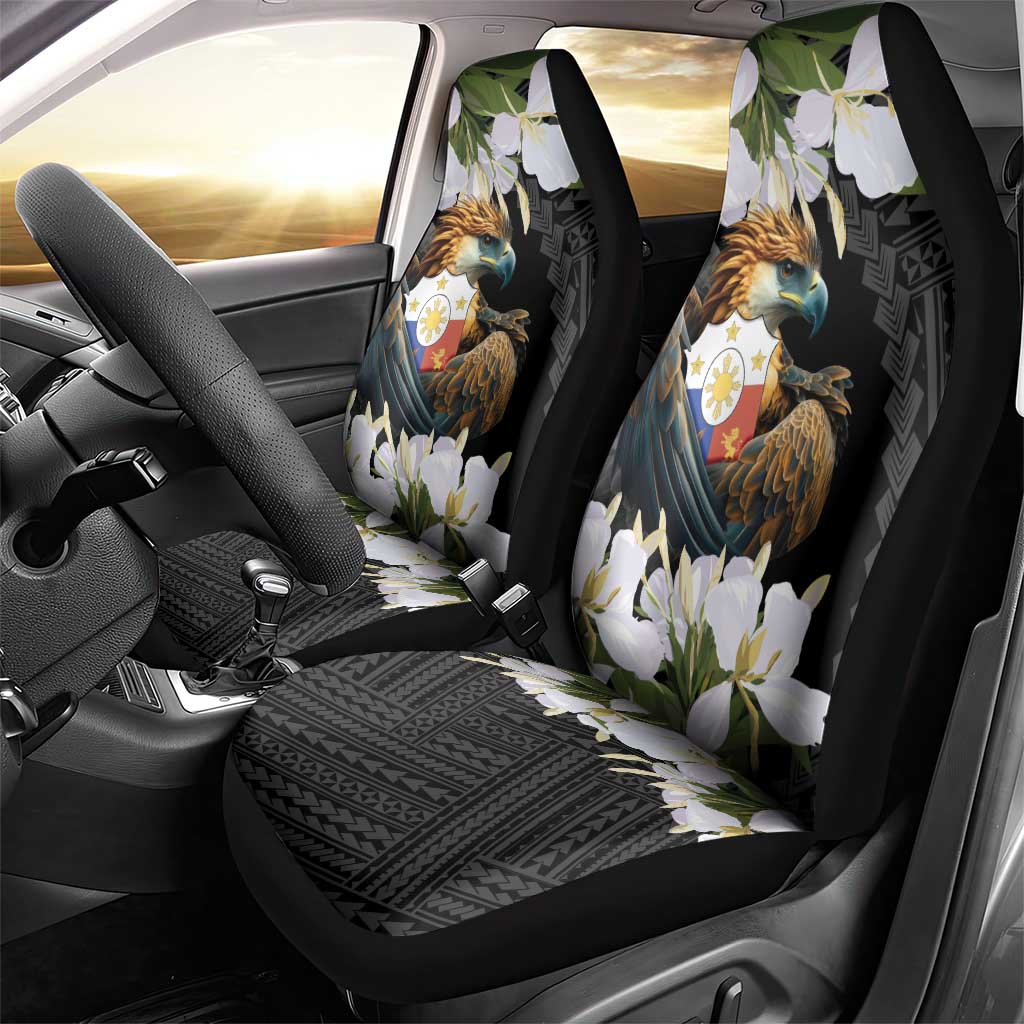 Philippines Eagle with Coat Of Arm Car Seat Cover Simple Sampaguita Jasmine LT9 - Wonder Print Shop