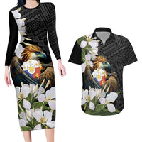 Philippines Eagle with Coat Of Arm Couples Matching Long Sleeve Bodycon Dress and Hawaiian Shirt Simple Sampaguita Jasmine LT9 - Wonder Print Shop