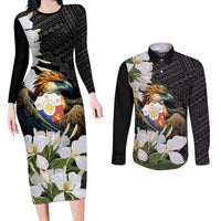 Philippines Eagle with Coat Of Arm Couples Matching Long Sleeve Bodycon Dress and Long Sleeve Button Shirt Simple Sampaguita Jasmine LT9 - Wonder Print Shop