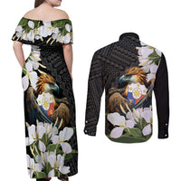 Philippines Eagle with Coat Of Arm Couples Matching Off Shoulder Maxi Dress and Long Sleeve Button Shirt Simple Sampaguita Jasmine LT9 - Wonder Print Shop