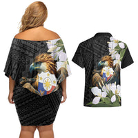 Philippines Eagle with Coat Of Arm Couples Matching Off Shoulder Short Dress and Hawaiian Shirt Simple Sampaguita Jasmine LT9 - Wonder Print Shop