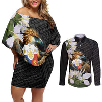Philippines Eagle with Coat Of Arm Couples Matching Off Shoulder Short Dress and Long Sleeve Button Shirt Simple Sampaguita Jasmine LT9 - Wonder Print Shop