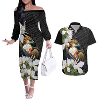 Philippines Eagle with Coat Of Arm Couples Matching Off The Shoulder Long Sleeve Dress and Hawaiian Shirt Simple Sampaguita Jasmine LT9 - Wonder Print Shop