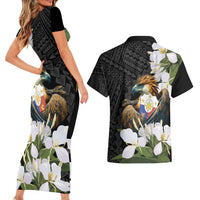 Philippines Eagle with Coat Of Arm Couples Matching Short Sleeve Bodycon Dress and Hawaiian Shirt Simple Sampaguita Jasmine LT9 - Wonder Print Shop