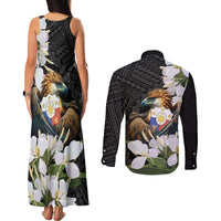 Philippines Eagle with Coat Of Arm Couples Matching Tank Maxi Dress and Long Sleeve Button Shirt Simple Sampaguita Jasmine LT9 - Wonder Print Shop