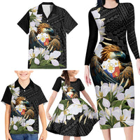 Philippines Eagle with Coat Of Arm Family Matching Long Sleeve Bodycon Dress and Hawaiian Shirt Simple Sampaguita Jasmine LT9 - Wonder Print Shop