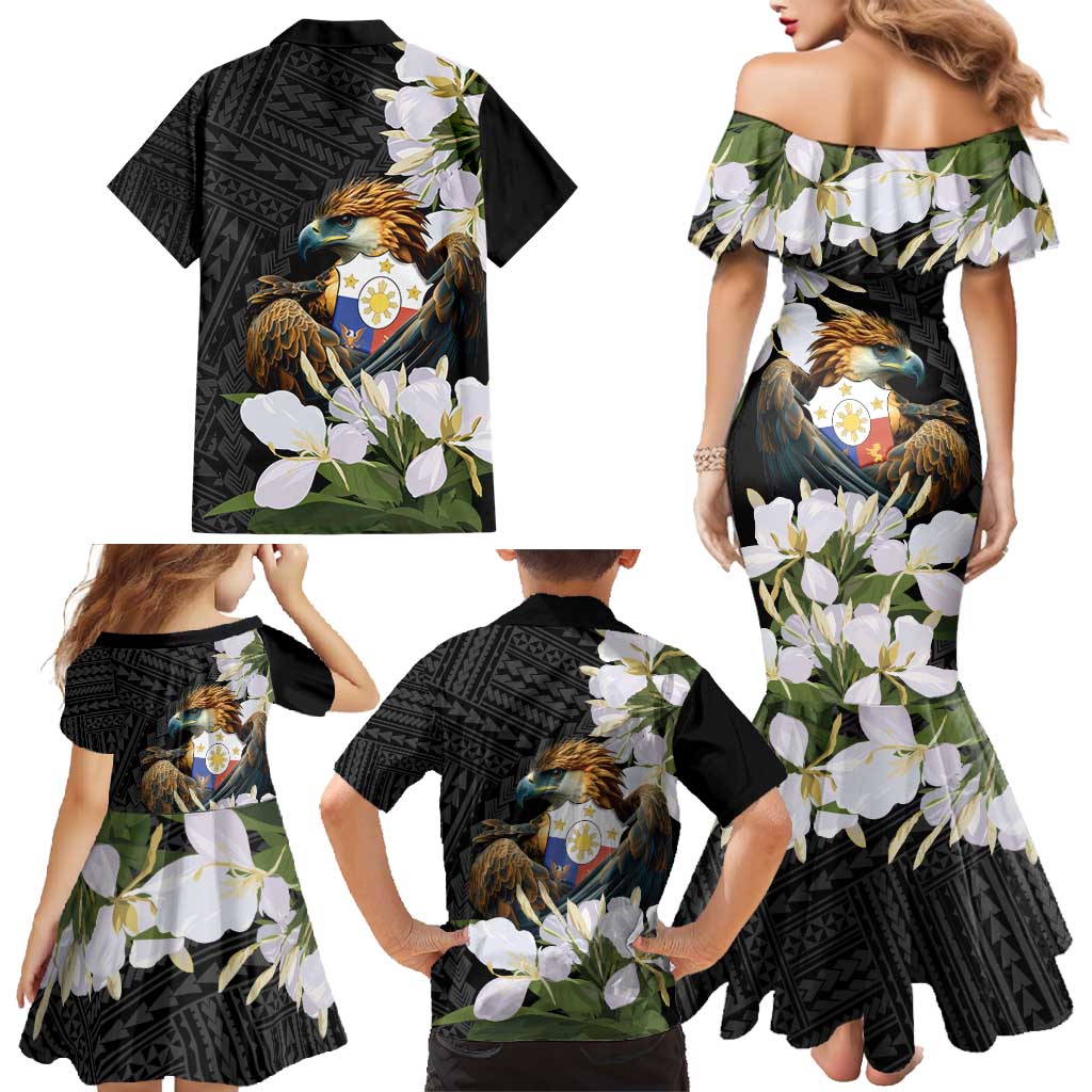 Philippines Eagle with Coat Of Arm Family Matching Mermaid Dress and Hawaiian Shirt Simple Sampaguita Jasmine LT9 - Wonder Print Shop
