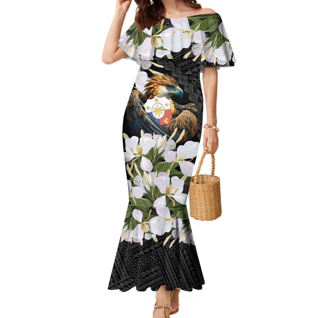 Philippines Eagle with Coat Of Arm Family Matching Mermaid Dress and Hawaiian Shirt Simple Sampaguita Jasmine LT9 - Wonder Print Shop