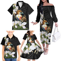 Philippines Eagle with Coat Of Arm Family Matching Off The Shoulder Long Sleeve Dress and Hawaiian Shirt Simple Sampaguita Jasmine - Wonder Print Shop