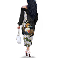 Philippines Eagle with Coat Of Arm Family Matching Off The Shoulder Long Sleeve Dress and Hawaiian Shirt Simple Sampaguita Jasmine - Wonder Print Shop