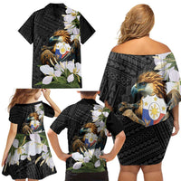 Philippines Eagle with Coat Of Arm Family Matching Off Shoulder Short Dress and Hawaiian Shirt Simple Sampaguita Jasmine LT9 - Wonder Print Shop