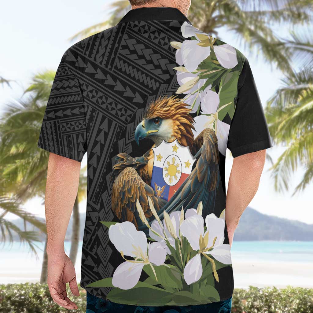 Philippines Eagle with Coat Of Arm Hawaiian Shirt Simple Sampaguita Jasmine - Wonder Print Shop