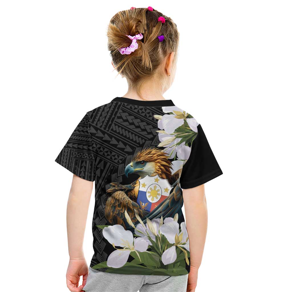 Philippines Eagle with Coat Of Arm Kid T Shirt Simple Sampaguita Jasmine - Wonder Print Shop