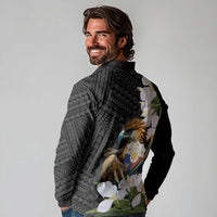 Philippines Eagle with Coat Of Arm Long Sleeve Polo Shirt Simple Sampaguita Jasmine - Wonder Print Shop