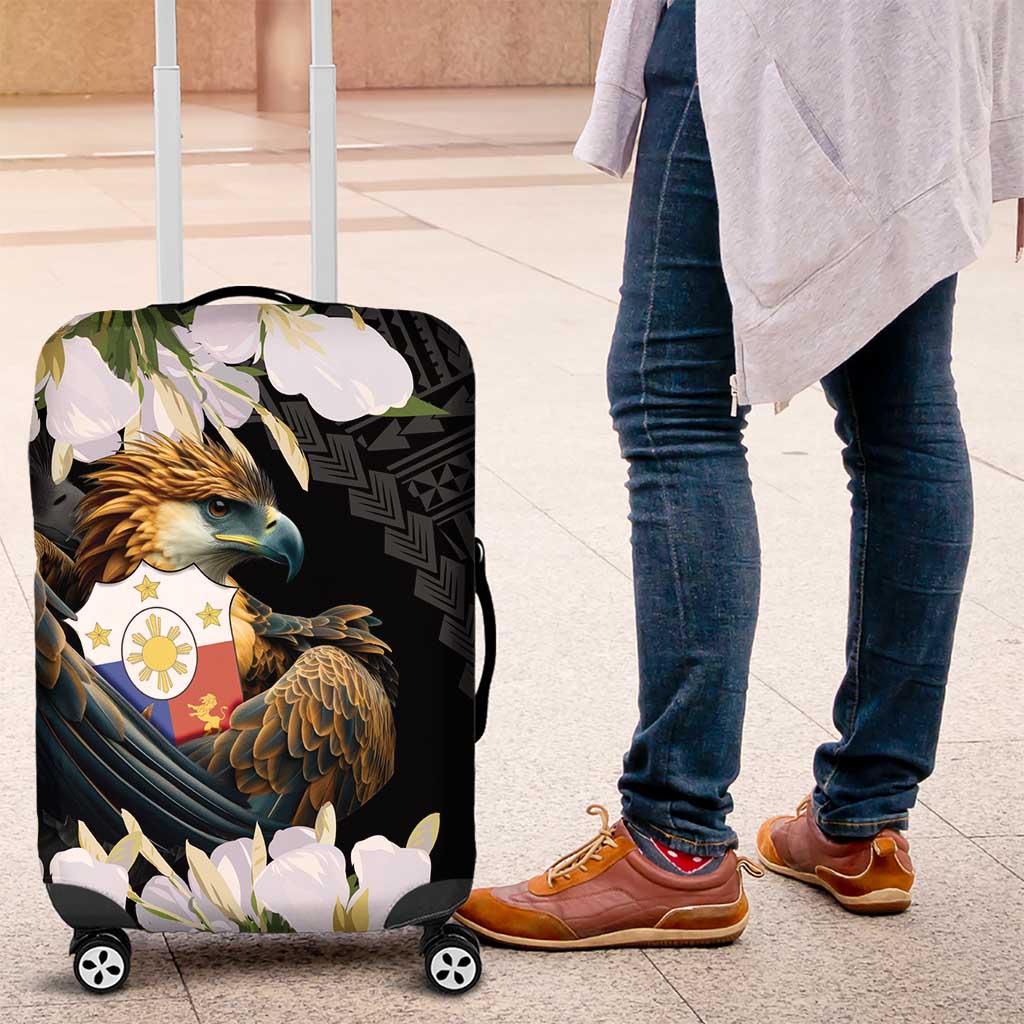 Philippines Eagle with Coat Of Arm Luggage Cover Simple Sampaguita Jasmine - Wonder Print Shop