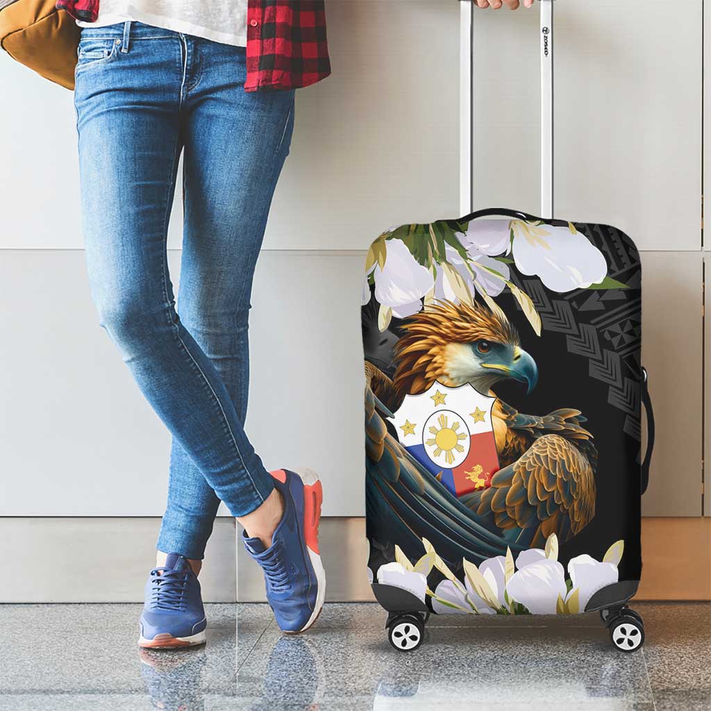 Philippines Eagle with Coat Of Arm Luggage Cover Simple Sampaguita Jasmine - Wonder Print Shop