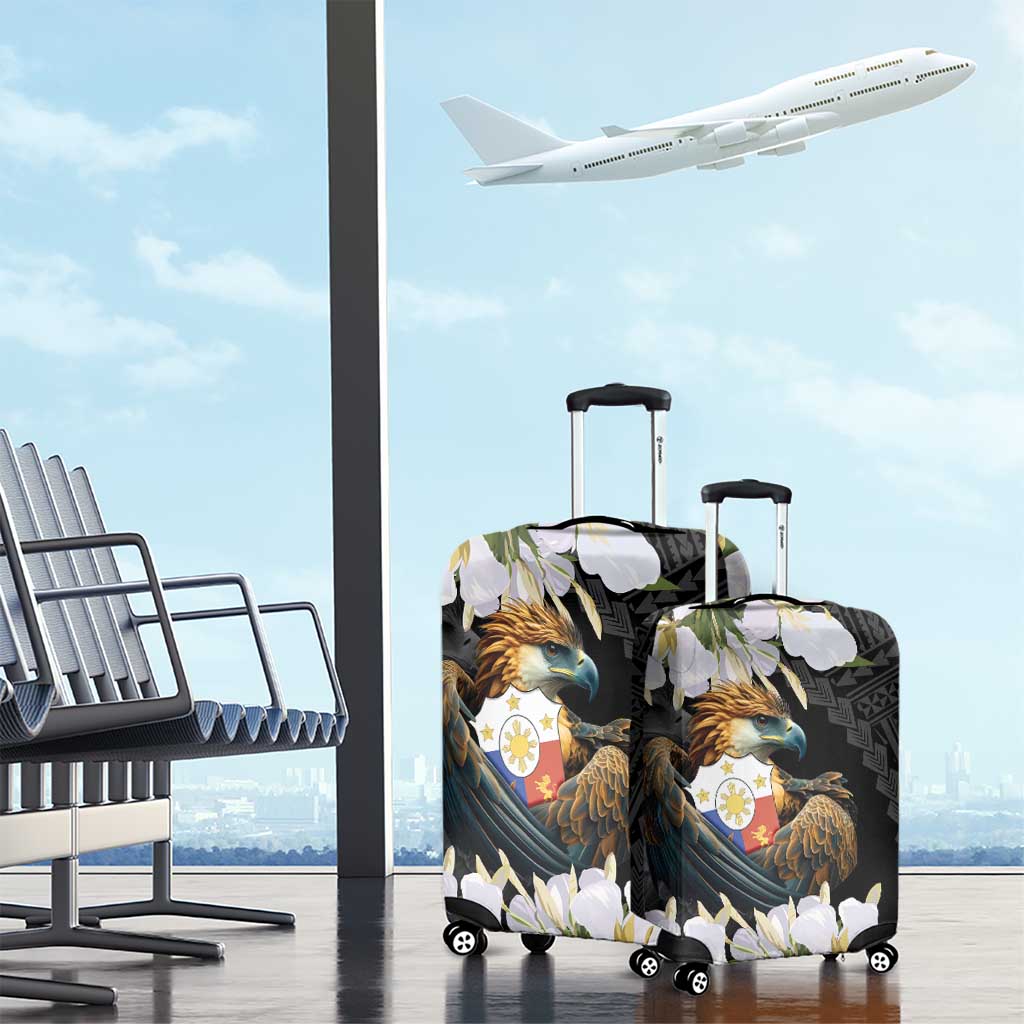 Philippines Eagle with Coat Of Arm Luggage Cover Simple Sampaguita Jasmine - Wonder Print Shop