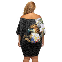 Philippines Eagle with Coat Of Arm Off Shoulder Short Dress Simple Sampaguita Jasmine - Wonder Print Shop
