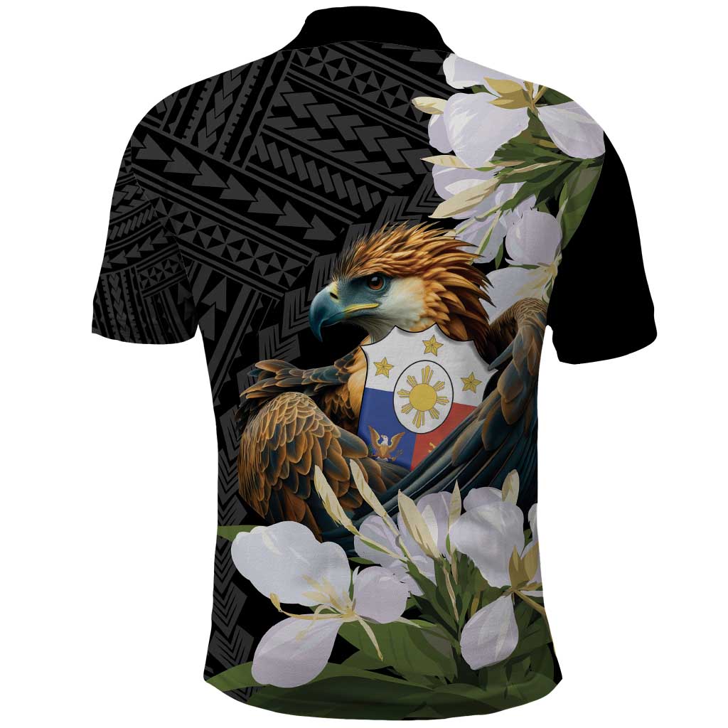 Philippines Eagle with Coat Of Arm Polo Shirt Simple Sampaguita Jasmine - Wonder Print Shop