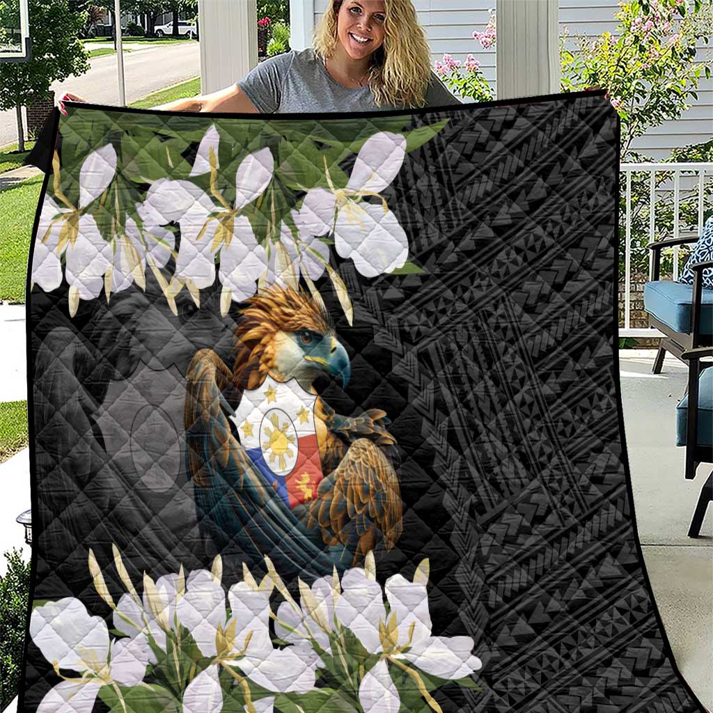 Philippines Eagle with Coat Of Arm Quilt Simple Sampaguita Jasmine - Wonder Print Shop