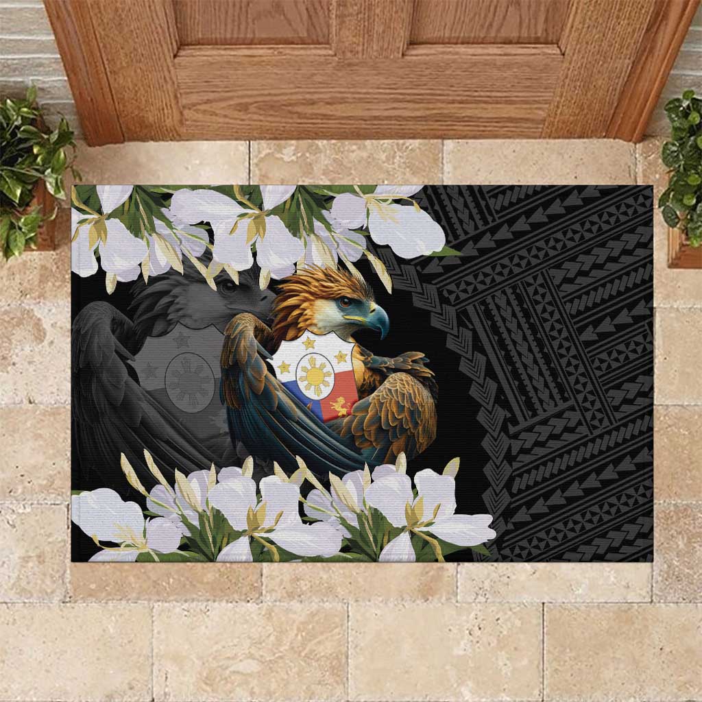 Philippines Eagle with Coat Of Arm Rubber Doormat Simple Sampaguita Jasmine - Wonder Print Shop